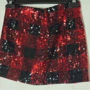 Polo Ralph Lauren Girls Red and Black Sequin Mini Skirt‎ Size 8